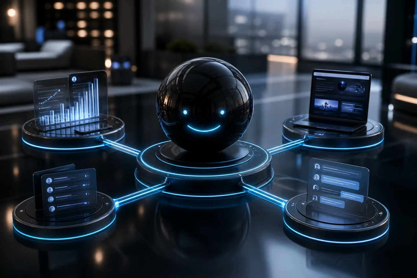 AI-боти для бізнесу — преміальна візуалізація digital-системи WEBTOP